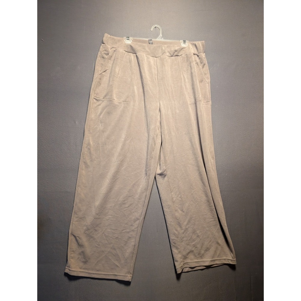 Mondetta Womens 2XL Beige Wide Leg Pull On Casual Flat Front Pockets Pants